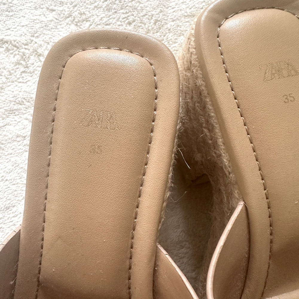 Zara Leather Platform Espadrilles Sz 5 - Picture 9 of 10